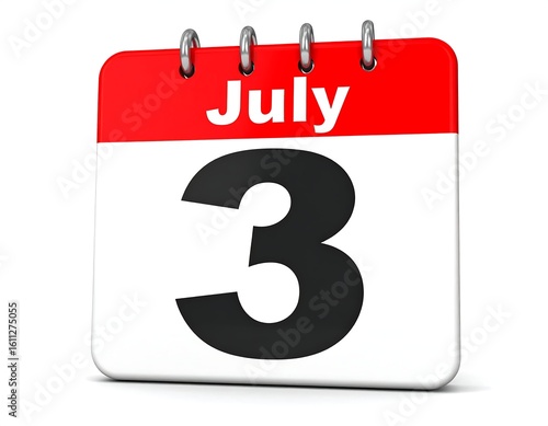 3D calendar displaying July 3rd (1)