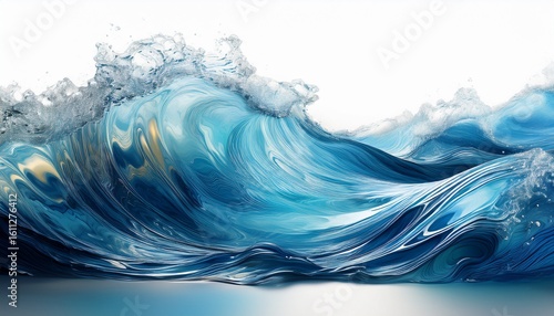 shimmering oceanic dreams waves frozen in an abstract futuristic 3d texture isolated on a white background generative ai