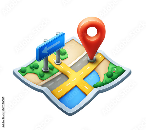 3D icon of a location pin on a map 
