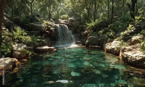 Beautiful waterfall in lush green forest nature scenery relaxing nature sounds scenery