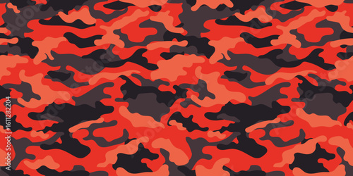 Red orange camouflage seamless pattern. Vector military pattern for army and textiles
