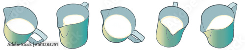 Milk Pitcher Gradient Series: Hand-drawn Laboratory Style Water Jug and Measuring Cup Set for Coffee, Chemistry, and Kitchen Tools