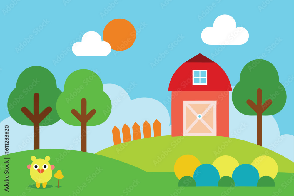 Naklejka premium landscape with house