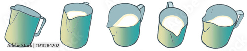 Milk Pitcher Gradient Series: Hand-drawn Laboratory Style Water Jug and Measuring Cup Set for Coffee, Chemistry, and Kitchen Tools