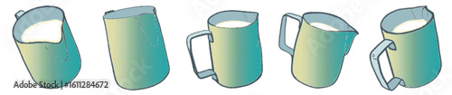 Milk Pitcher Gradient Series: Hand-drawn Laboratory Style Water Jug and Measuring Cup Set for Coffee, Chemistry, and Kitchen Tools