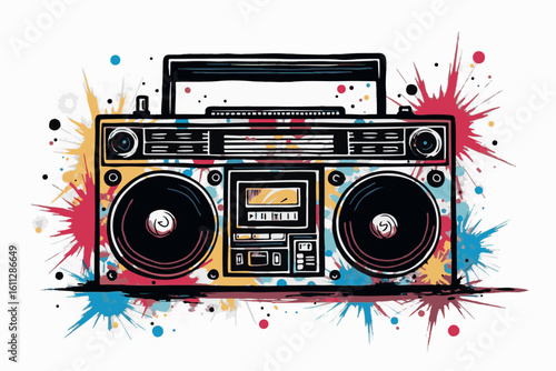 Retro Boombox with Colorful Graffiti Design