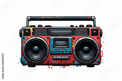 Retro Boombox with Colorful Graffiti Design