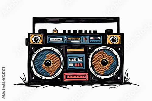 Retro Boombox with Colorful Graffiti Design