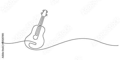 acoustic guitar one line continuous drawing minimalism decorative art