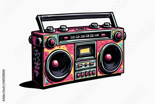 Retro Boombox with Colorful Graffiti Design