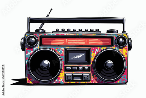 Retro Boombox with Colorful Graffiti Design