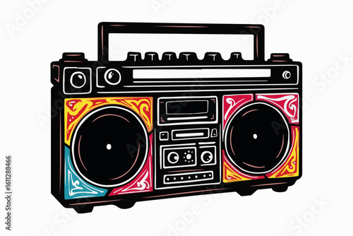 Retro Boombox with Colorful Graffiti Design