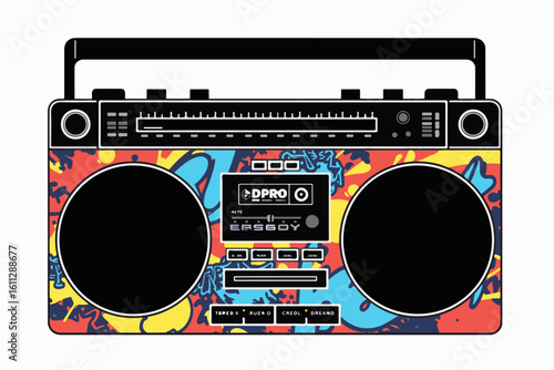 Retro Boombox with Colorful Graffiti Design
