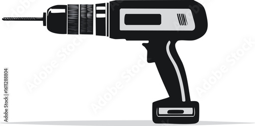 drill icon vector illustration.person, illustration, tool, icon, vector, wall, golf, music, player, signs, silhouette, structure, sword, builder, engineering, golfer, guitar, sport, work, apartment, 