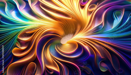 dynamic abstract animation of organic spirals with chromatic effects and energy flow