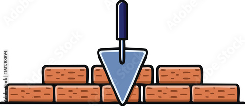 bricks trowel icon vector illustration.brick, trowel, construction, house, clip art, graphic, handyman, idea, material, occupation, silhouette, construction worker, 