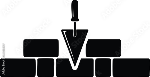 bricks trowel icon vector illustration.brick, trowel, construction, house, clip art, graphic, handyman, idea, material, occupation, silhouette, construction worker, 