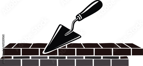 bricks trowel icon vector illustration.brick, trowel, construction, house, clip art, graphic, handyman, idea, material, occupation, silhouette, construction worker, 