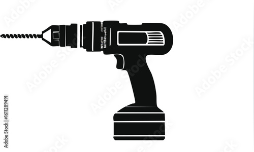 drill icon vector illustration.person, illustration, tool, icon, vector, wall, golf, music, player, signs, silhouette, structure, sword, builder, engineering, golfer, guitar, sport, work, apartment, 