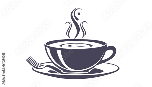 soup steaming stencil icon silhouette vector illustration.illustration, vector, graphic, horizontal, liquid, panoramic, silhouette, usa, coffee cup, outline, steam, stencil, warm, hot, shape, 