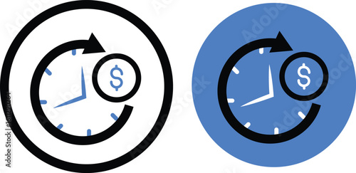 time is money icon. money time icon, dollar time icon
