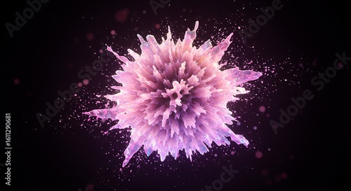 [Abstract Pink Crystal Explosion on Black Background]