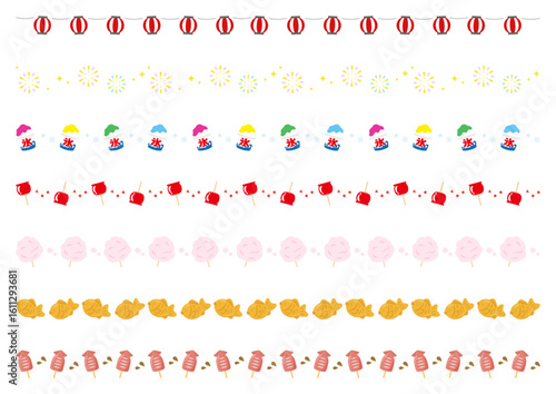 夏祭りの飾り罫のセット02
