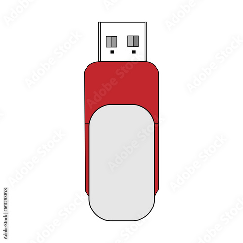 Red and silver USB flash drive on a clean white background