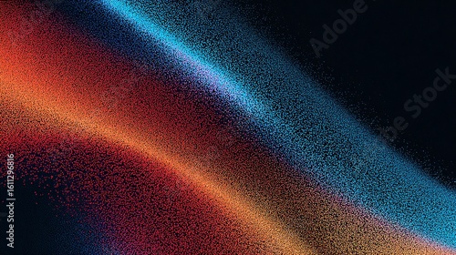Abstract gradient of colorful specks, transitioning from warm to cool colors, digital art