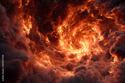 Fiery Vortex in Dark Clouds
