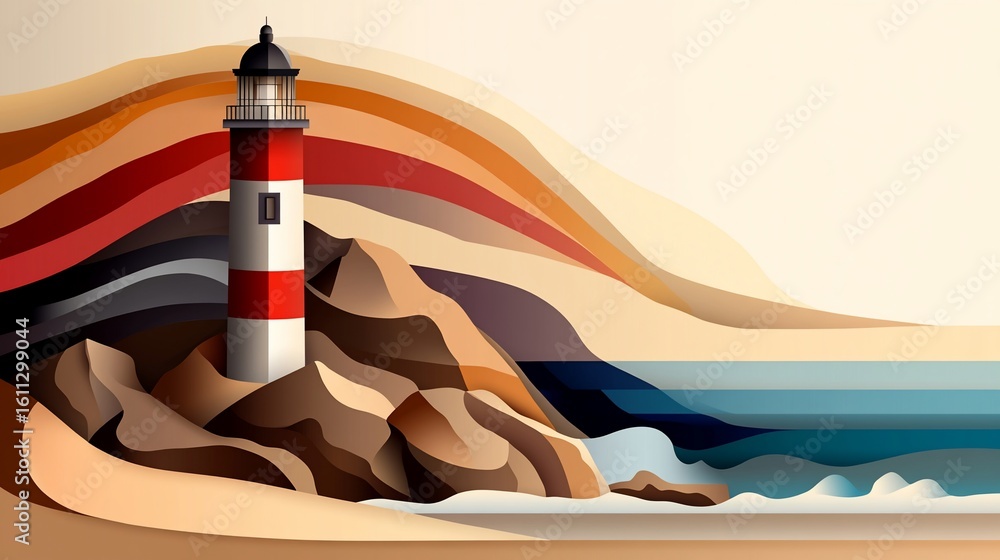 Obraz premium Coastal Lighthouse Scene