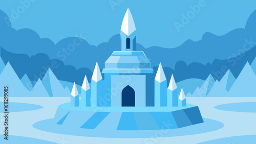 A white Greek Orthodox church with a blue dome stands against a snowy Santorini winter landscape overlooking the Mediterranean Sea in Oia