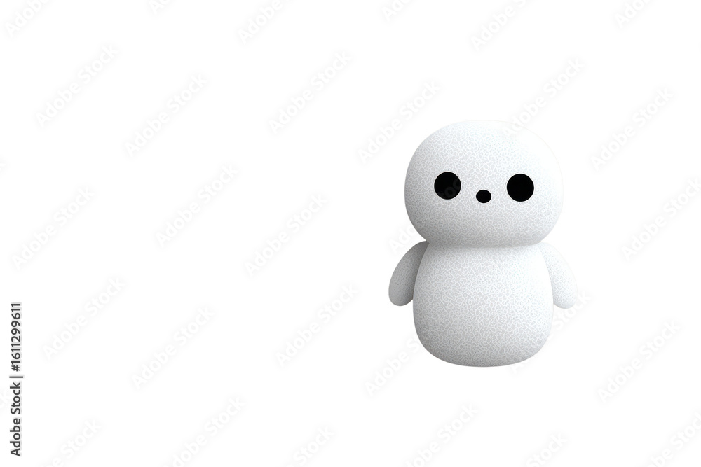 Fototapeta premium Cute and Simple White Character with Round Face and Black Eyes on a Transparent Background for Creative Projects