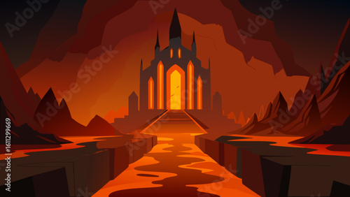 A fiery silhouette of an ancient European church tower against a dramatic night sky