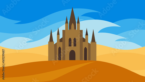 Old gothic church architecture with a towering steeple against the sky, a historic religious landmark for travel in Europe