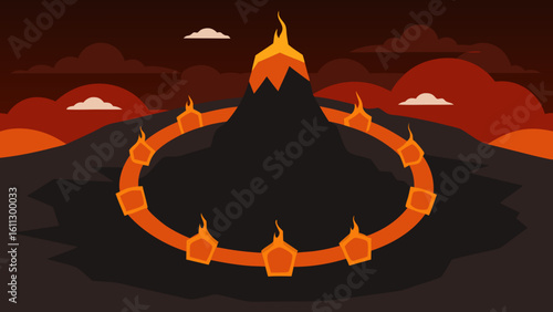 Spooky Halloween pumpkin on fire, an evil orange lantern glowing in the dark autumn night, perfect for a scary October celebration illustration