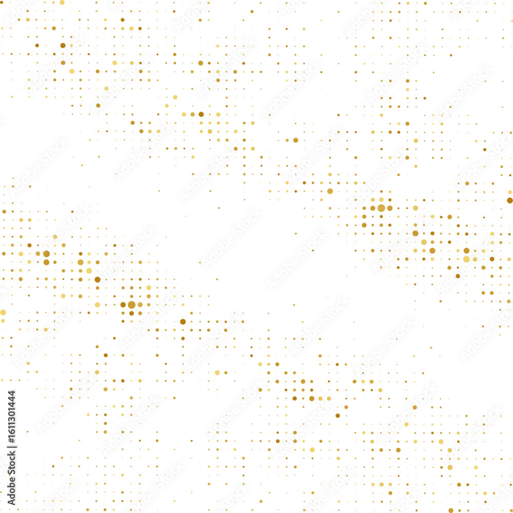 Golden halftone pattern on white background
