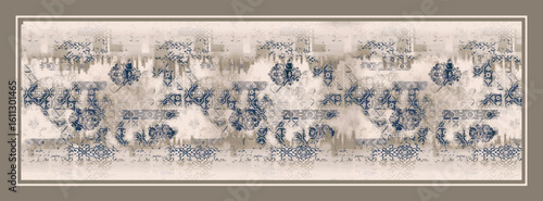 digital silk scarf design with seamless textile pattern