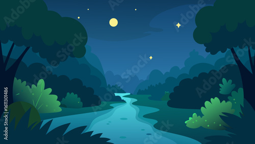 Deep blue tropical ocean scene with fish and light