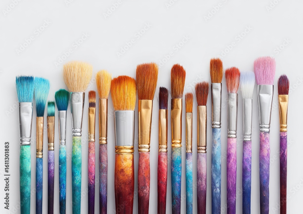 Fototapeta premium Colorful paintbrushes in a row