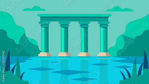 Ancient Greek temple architecture, featuring Doric and Ionic columns, embodies classical antiquity and serves as an iconic illustration of historical building styles
