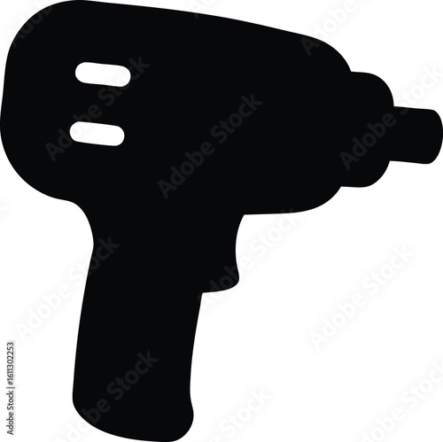 Silhouette of a pneumatic impact wrench used in automotive repair Engineering tools silhouette