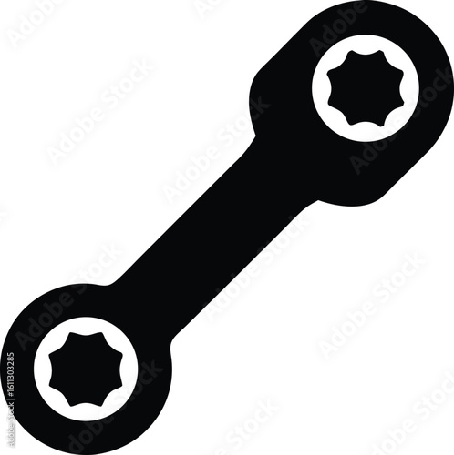 Silhouette of a ratchet socket wrench used in mechanical work Engineering tools silhouette