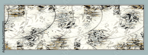 digital silk scarf design with seamless textile pattern