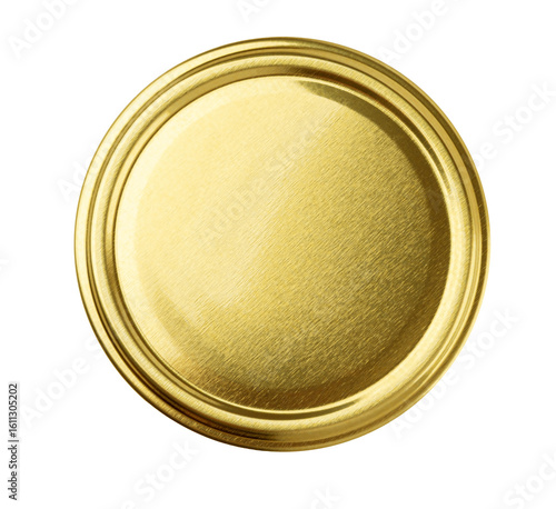 Photos Golden lid of jar or can isolated on white background