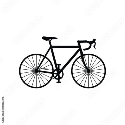 Classic black road bicycle silhouette on a white background