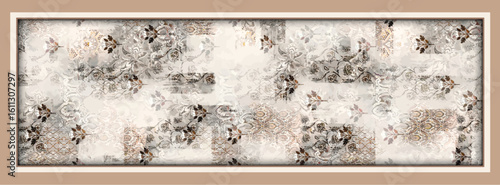 digital silk scarf design with seamless textile pattern