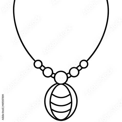 Elegant line art of a statement necklace featuring large beads isolated on white background