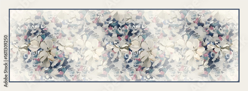 digital silk scarf design with seamless textile pattern