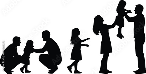 Father lifting child in sunset scene, parenting bond, silhouette artwork, family love moment, emotional connection, childhood memories, vector illustration concept